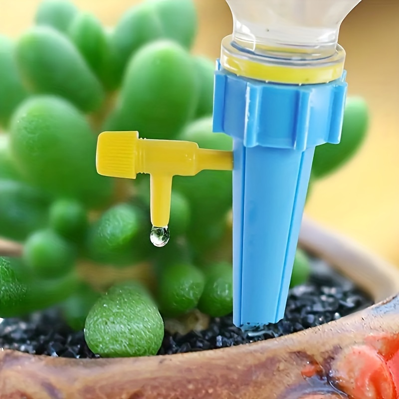 

10pcs Self-watering Spikes, Plant Watering Devices With Adjustable Control Valve Switch, Universal Connector, Plastic Material, No Electricity Or Battery Needed For Garden, House, And Office Plants