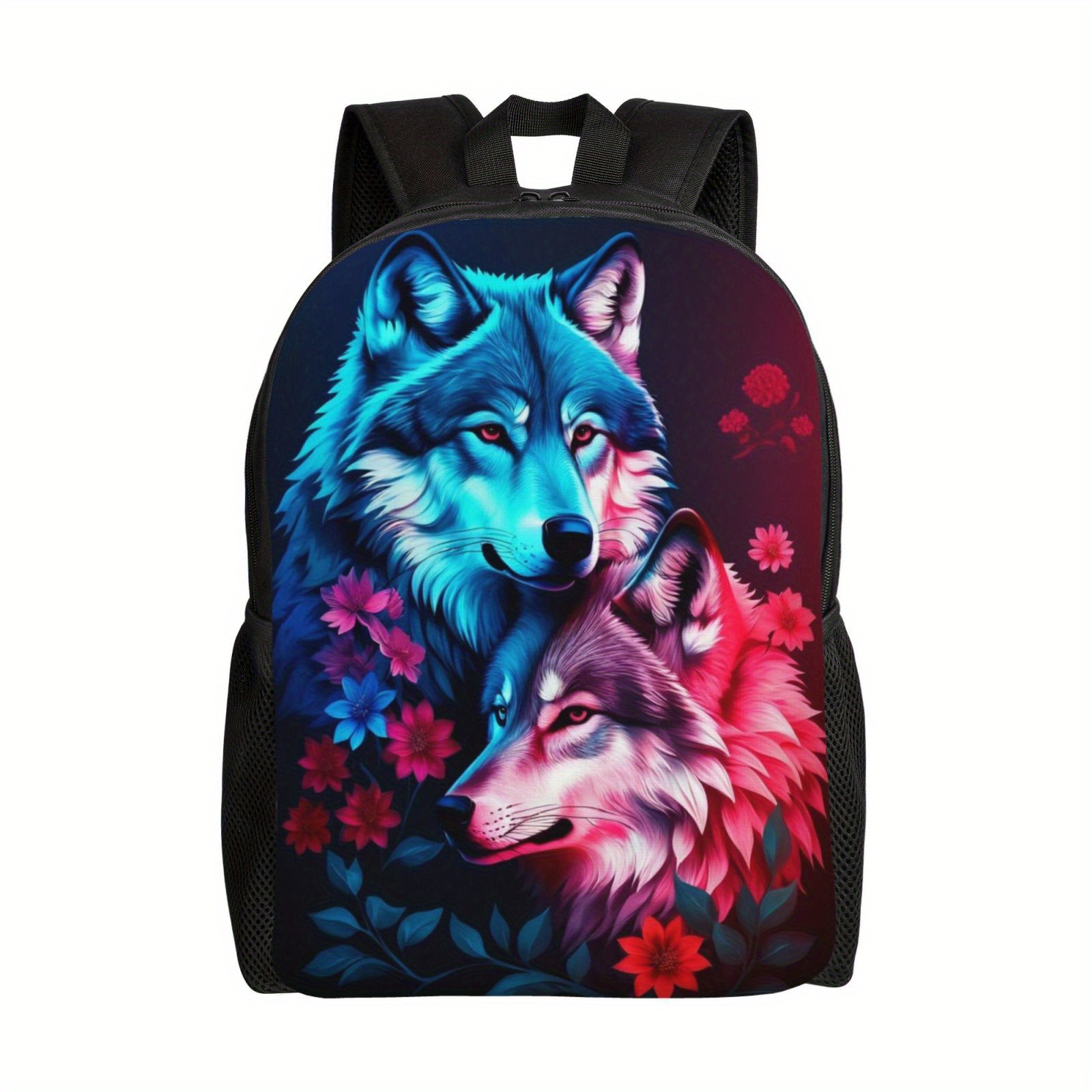 

Wolf Print Backpack Schoolbag, Lightweight Casual Laptop Backpack For Teen Women And Men Outdoor Travel