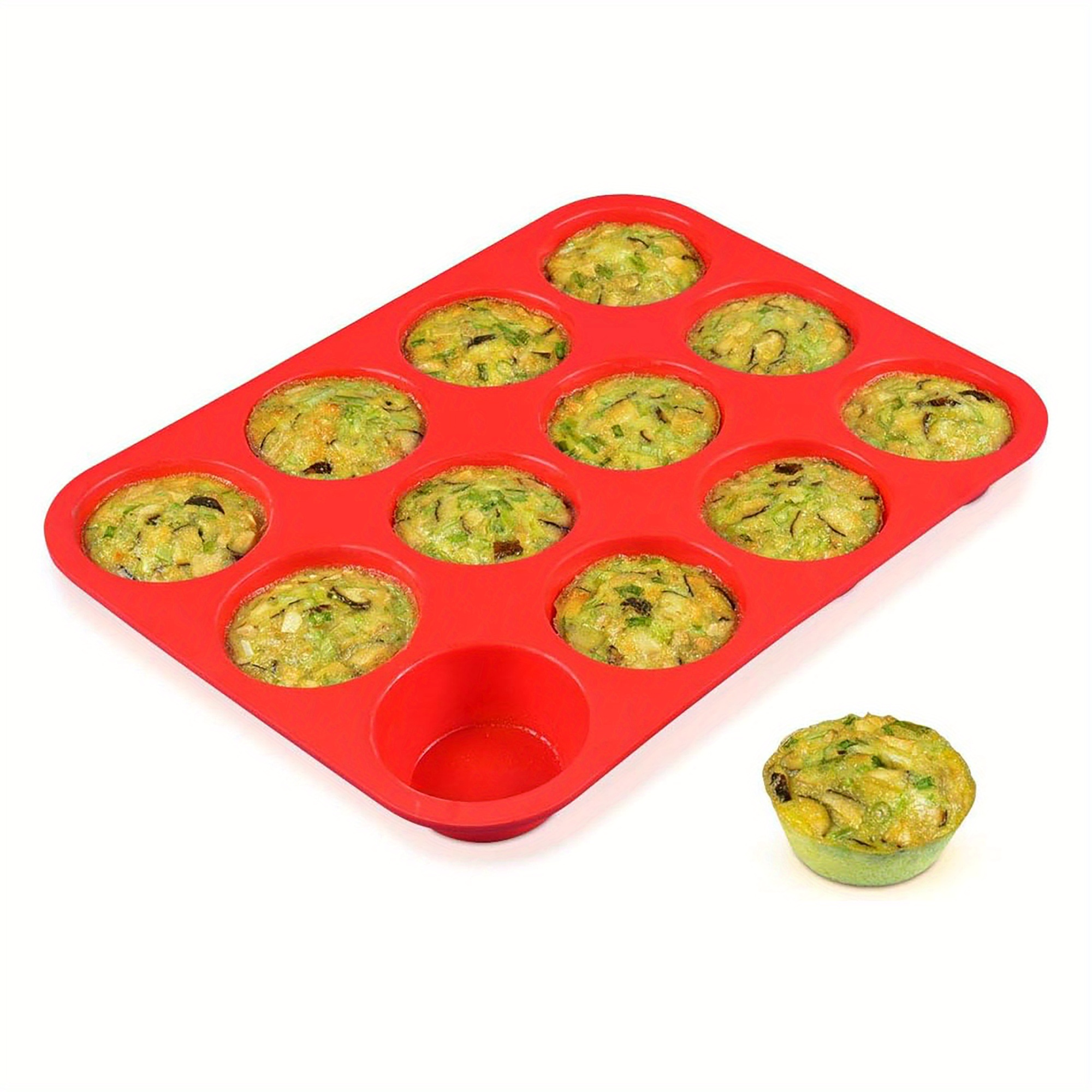 

12-cup Silicone Muffin Pan - Nonstick, Bpa-free Cupcake Baking Mold, Easy To Clean And Oven Safe