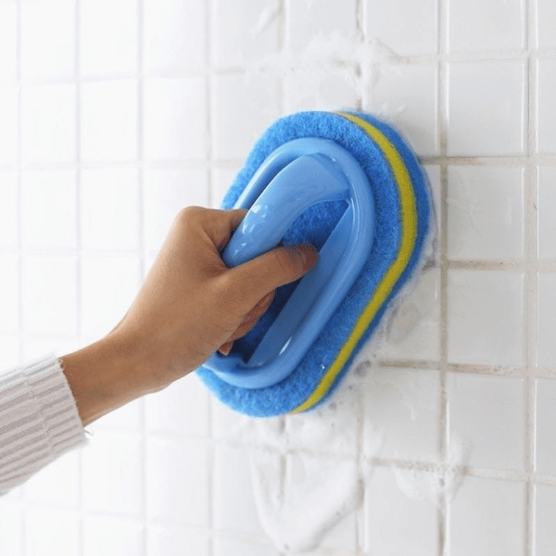 

1pc Magic Handle Sponge Brush Soft Blue Cleaning Scrubber For Living Room, Bedroom, Bathroom, Toilet, Kitchen - No Electricity Needed, Multipurpose Tile And Surface Cleaner.