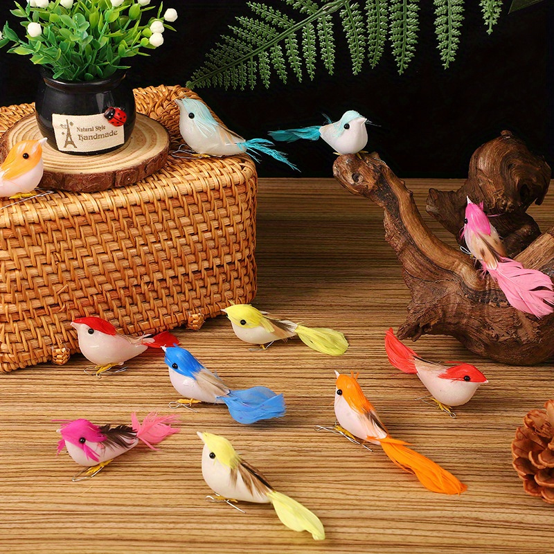 

24pcs Vibrant Faux Birds Set With Wire Ties - Perfect For Home & Garden Decor, No Power Needed Bird Decor For Home