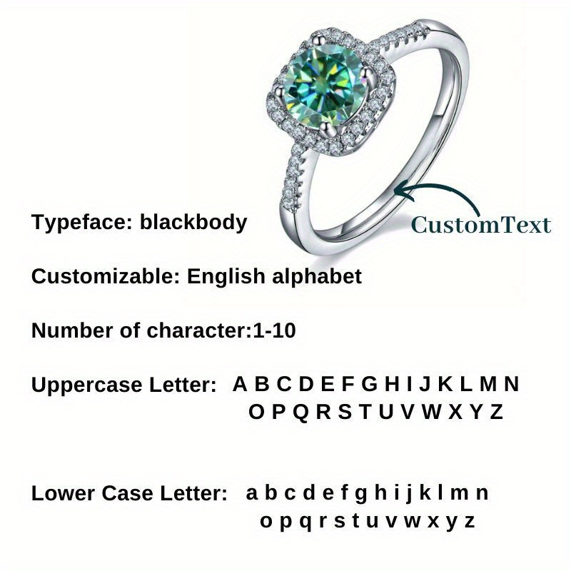 Customized 1 3CT Square Green Moissanite Ring 925 Sterling Silver Vintage Style