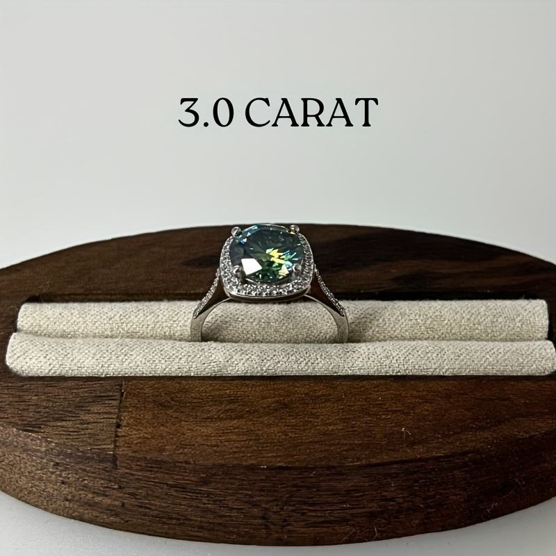 Customized 1 3CT Square Green Moissanite Ring 925 Sterling Silver Vintage Style