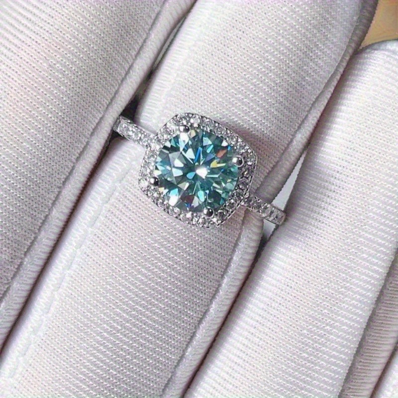 Customized 1 3CT Square Green Moissanite Ring 925 Sterling Silver Vintage Style
