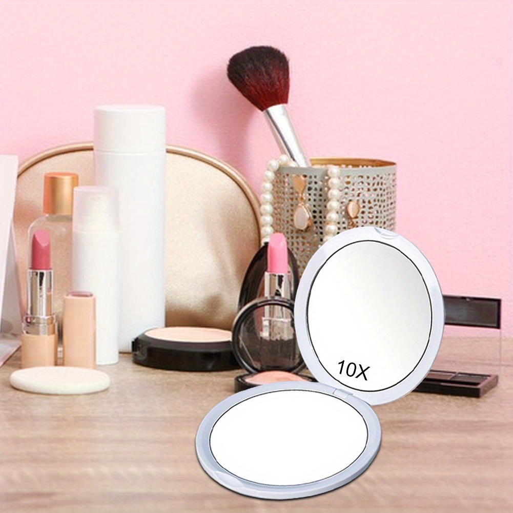 

Compact 10x Magnifying Makeup Mirror - Double-sided, Foldable Design For Travel & Daily Use