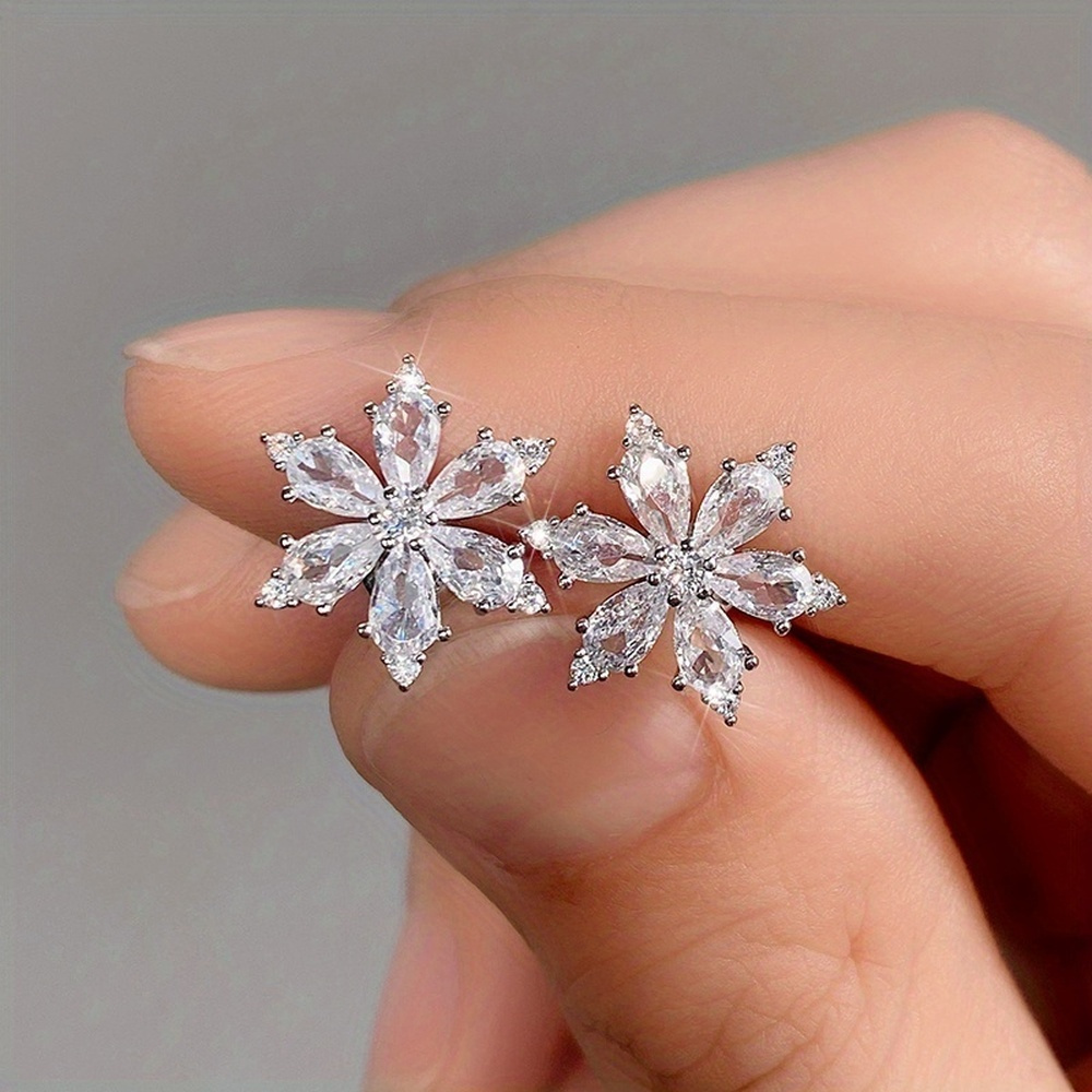 TEMU Snowflake Stud Earrings For Earrings Gifts Proposal Fine Jewelry, For Teenager