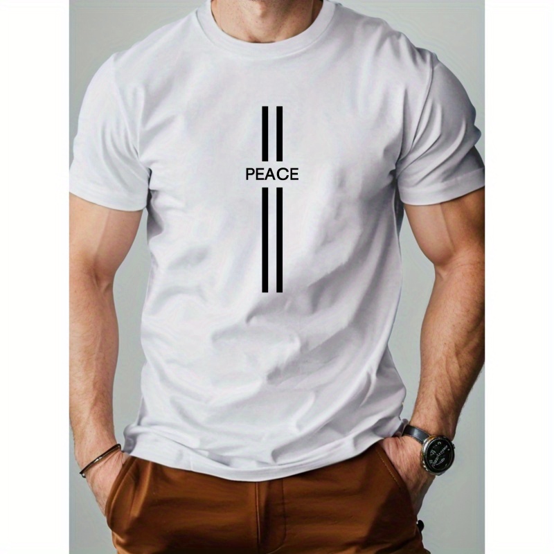 

Fashion Letters Peace G500 Pure Cotton Men's Tshirt Comfort Fit