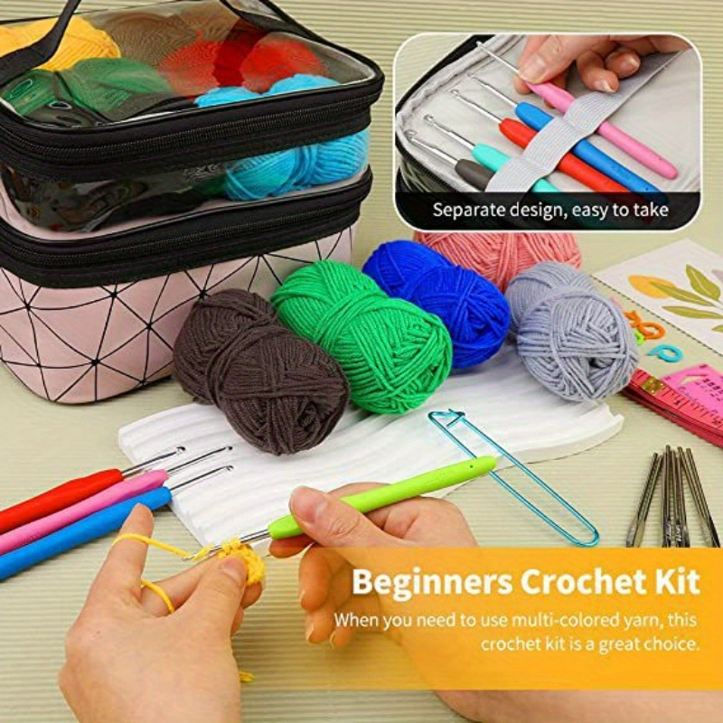 

Complete 105-piece Crochet Kit With Yarn Storage Bag - Ideal For Diy Handwoven Projects