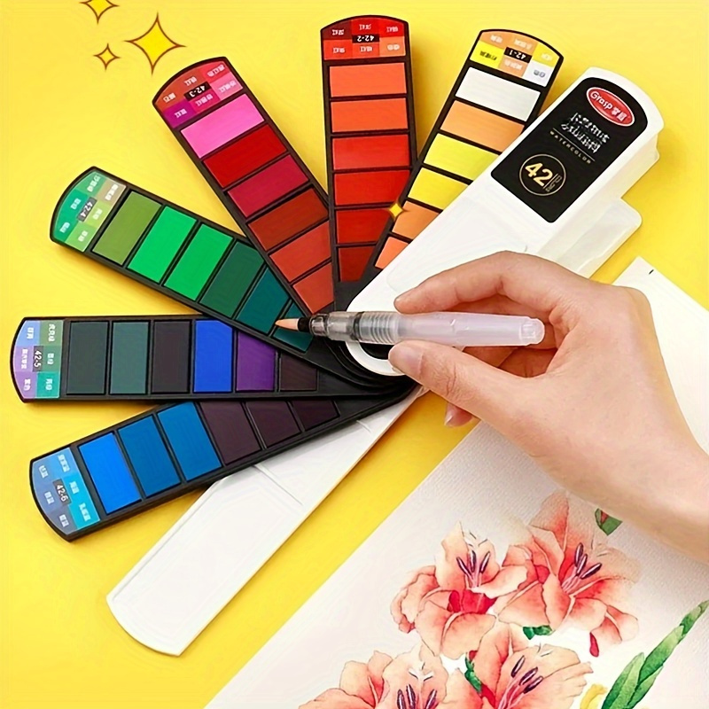 

Premium Watercolor Paint Set With Brush Pen - 18/24/36/42 Vibrant Colors, Washable, Fine Tip, Ergonomic Pentagon Shape For Beginners And Artists