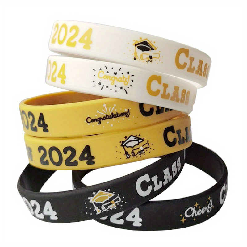 

Class Of 2024 Graduation Silicone Wristbands - Congrats Grad Party Favors, No Batteries Required, Ages 14+