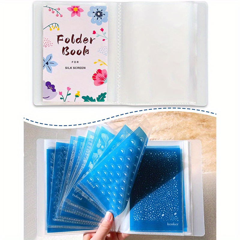 

40-pocket Presentation Folder Book With Plastic Sleeves For Silk Screen Stencil Storage, Durable Sheet Protectors For Polymer Clay Crafting Tools