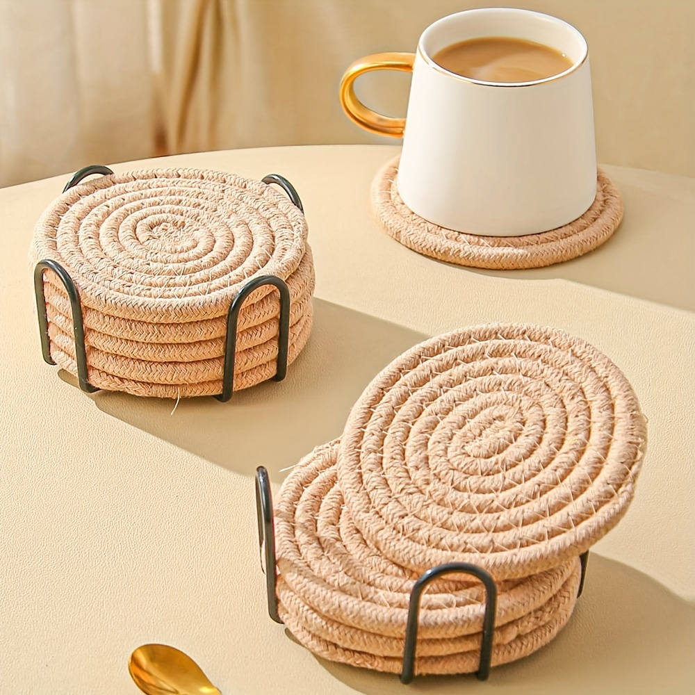 

6pcs Set Of Brown Table Mats & Coasters - Heat-resistant, Non-slip For Kitchen And Dining