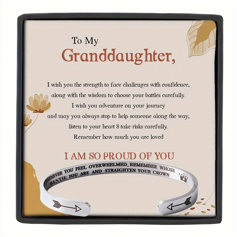 

Stainless Steel Bracelet C Type Open Bracelet Card Gift Box, The Best Gift For Granddaughter, Christmas Gift