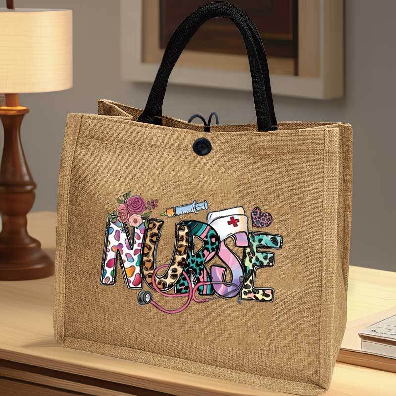

Nurse Element Series Print Tote Bag, Large Capacity Shoulder Bag, Women's Casual Handbag For Commuting School Shopping