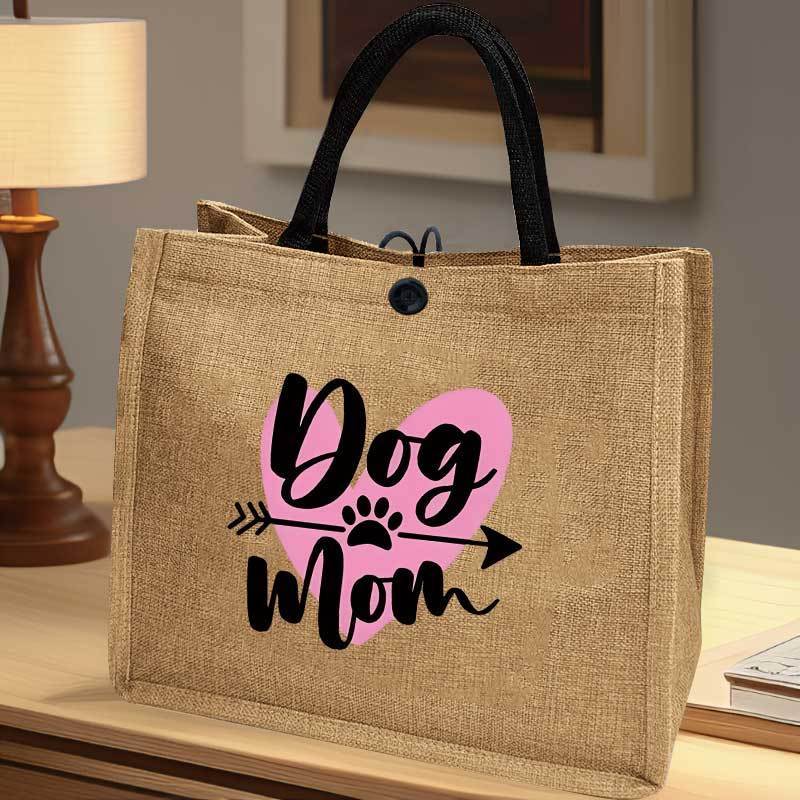 

Large Capacity Burlap Tote Bag For Women, Leopard Print Love Heart Design, Casual Shoulder Handbag For Commute, School, Shopping