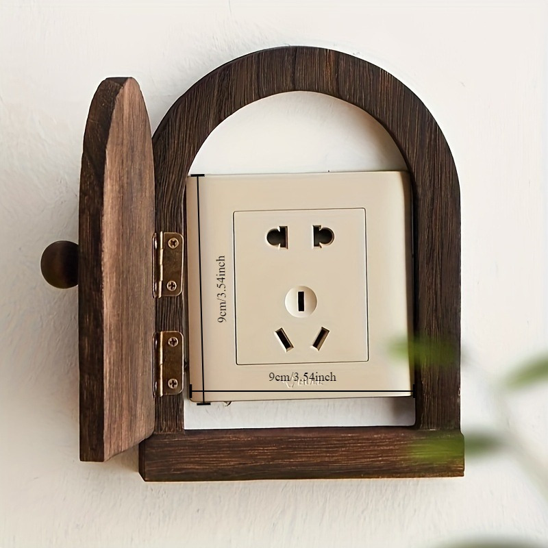 

1pc Solid Wood Decoration Outlet Cover - Porch Door Socket Protective Dust Cover - No Electricity Required