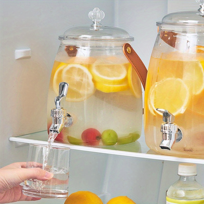 

Plastic Beverage Dispenser With Faucet And Portable Handle - Large Capacity Cold Water Pitcher For Lemon Fruit Tea - 3l & 5l Options Available