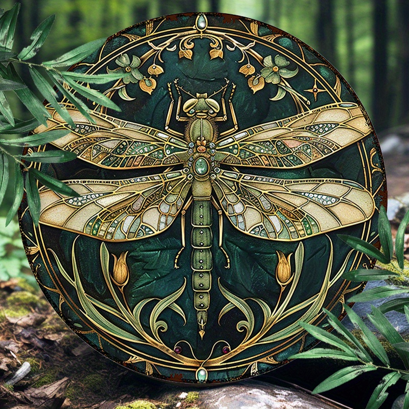 

1pc Premium Aluminum Wall Art Sign - Uv Resistant, Waterproof 8-inch Dragonfly Metal Decor For Living Room