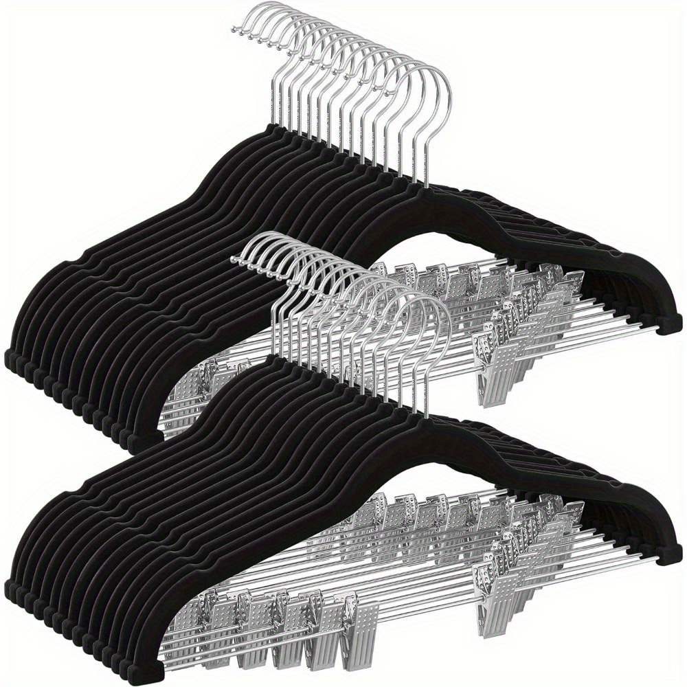 

Space-saving Velvet Pants Hangers With Adjustable Clips - 16.7" Heavy-duty, Non-slip For Skirts, Coats & Dresses