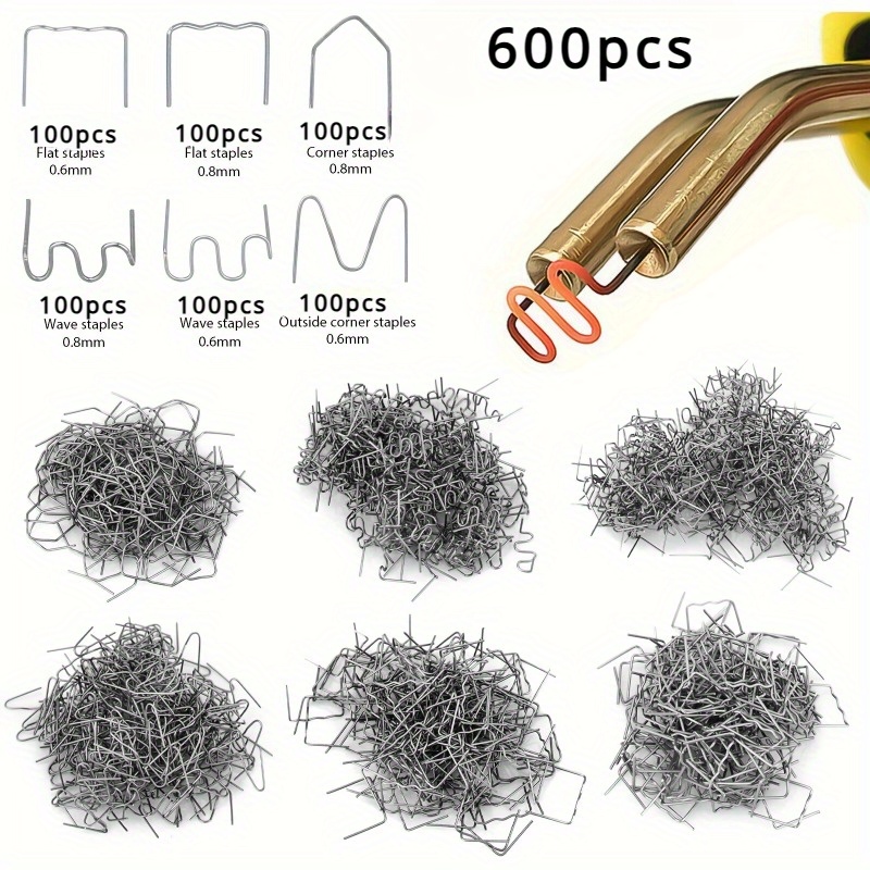 TEMU 600pcs Automotive Plastic Repair Kit - Iron Welding Sticks Set For Car Bumper Fender Fixing Without Battery - Flat, Corner, Outside, Wave For Durable Auto