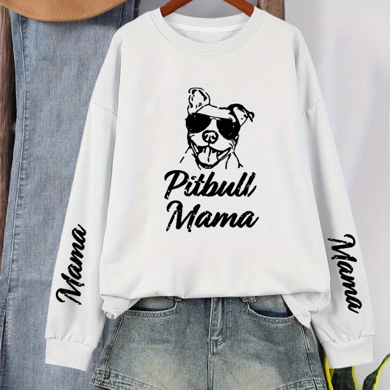 

Dog Print Pullover Sweatshirt, Casual Long Sleeve Crew Neck Sweatshirt For Fall & Winter, Women's Clothing