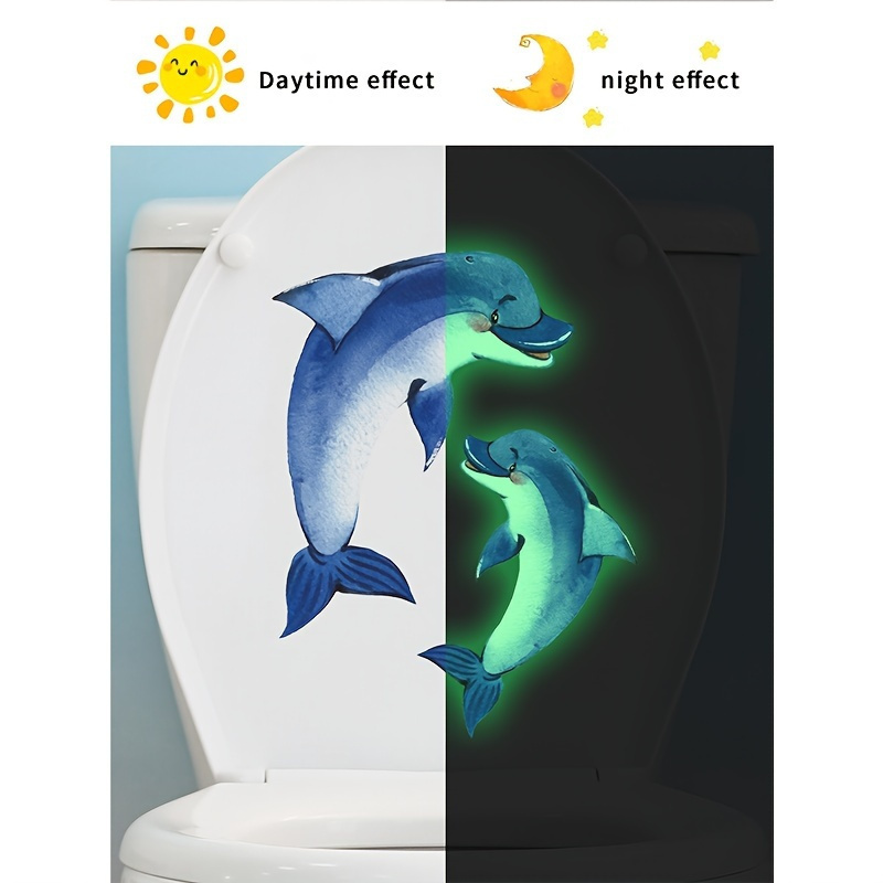 

Glow-in-the-dark Cute Dolphin Toilet Sticker, For Bathroom Decoration, Aesthetic Home Decor, Fun Accessory, Plastic Material, No Electricity Needed - 1 Pc