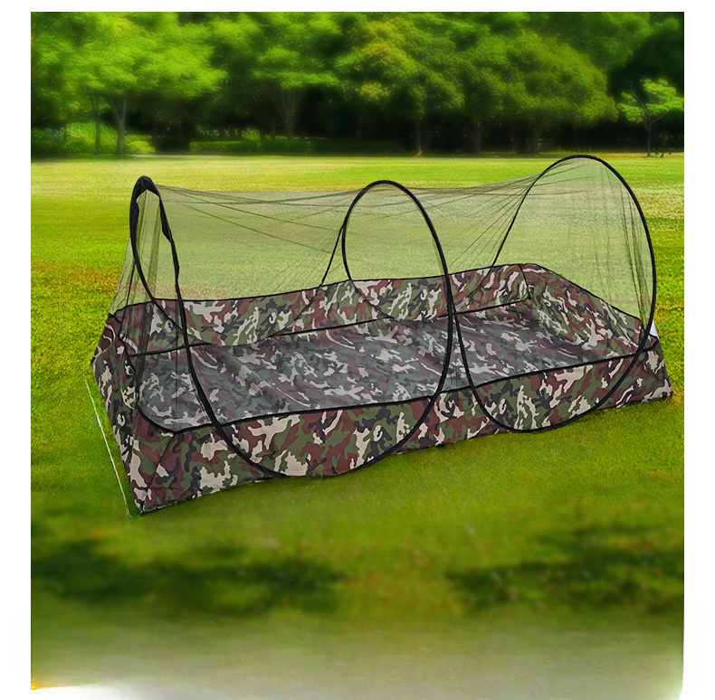 2-Person Portable Camouflage Mosquito Net Tent - No Setup Foldable Outdoor Shelter with Black Frame, All-Season Lightweight Design for Camping, Business Trips & Study Abroad, Mosquito Net Tent, Camping Essentials, Natural Setting, Durable Fabric