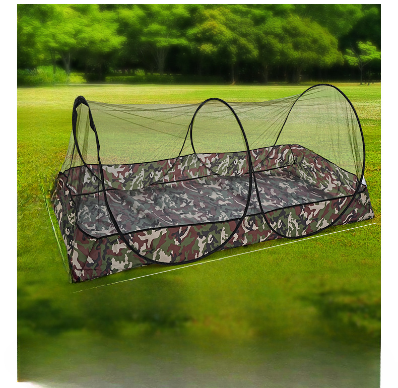 2-Person Portable Camouflage Mosquito Net Tent - No Setup Foldable Outdoor Shelter with Black Frame, All-Season Lightweight Design for Camping, Business Trips & Study Abroad, Mosquito Net Tent, Camping Essentials, Natural Setting, Durable Fabric