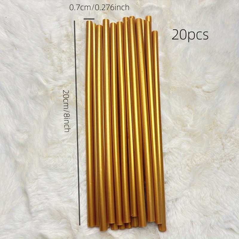 Image of Metallic Golden Color Hot Melt Glue Stick 0.27inch 0.433inch Full Size Wedding Invitation Stamp Making Handmade Handmade