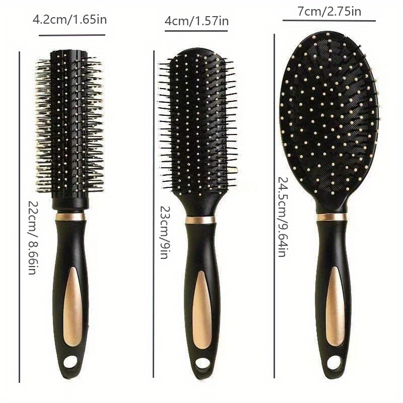 3-delige Ion Hair Combs Set voor Textured Hair, Anti-Statische Air Cushion Detangling Brushes met Plasticen Borsten