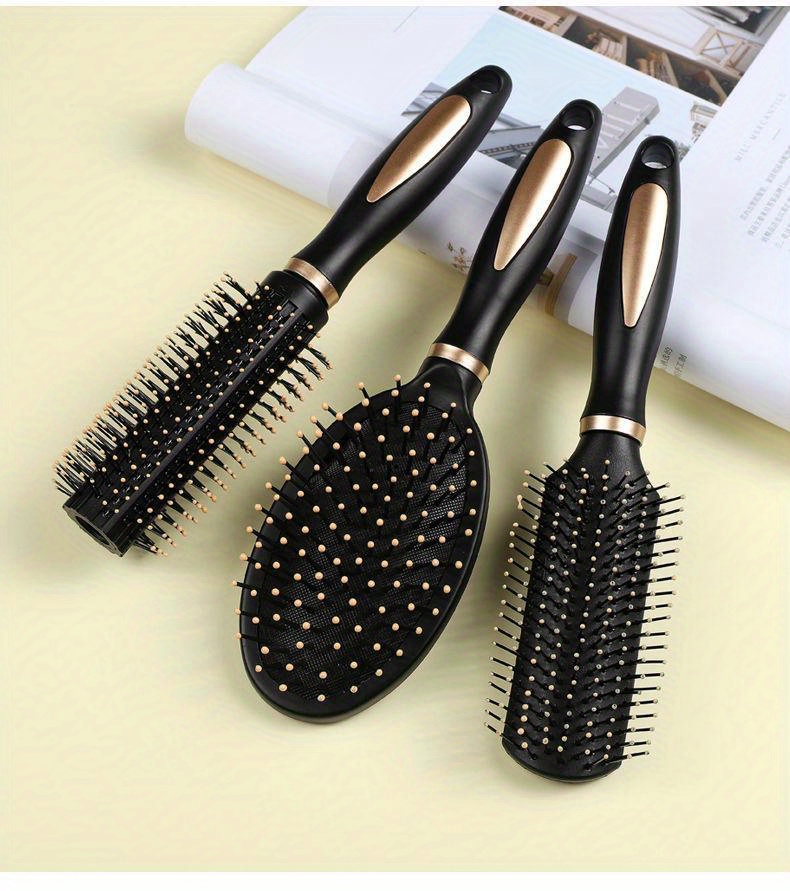 3-delige Ion Hair Combs Set voor Textured Hair, Anti-Statische Air Cushion Detangling Brushes met Plasticen Borsten
