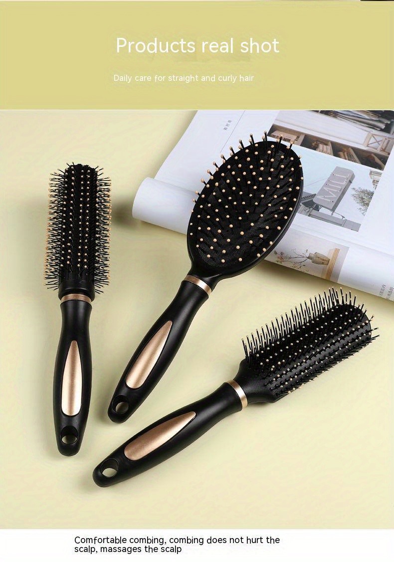 3-delige Ion Hair Combs Set voor Textured Hair, Anti-Statische Air Cushion Detangling Brushes met Plasticen Borsten