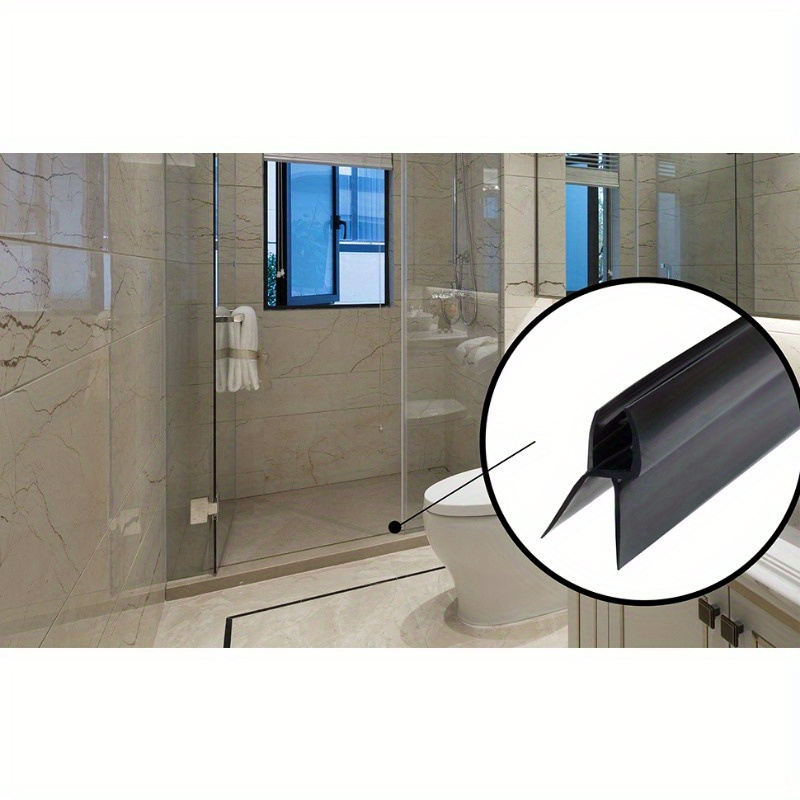 

2pcs Plastic Shower Door Seal Strips, 50cm/19.7 Inches Length, For 4-6mm Thickness Glass, Black Waterproof Shower Strip Replacement, Bathroom Glass Door Bottom Sweep
