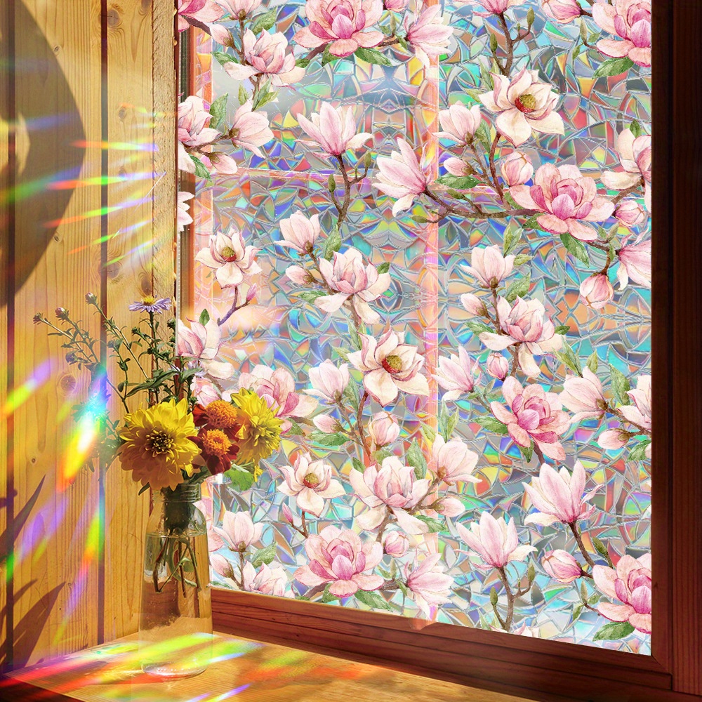 

Brighten Your Space: Reusable Flower Prism Window Film - No Glue, Bird-safe, Rainbow Effect