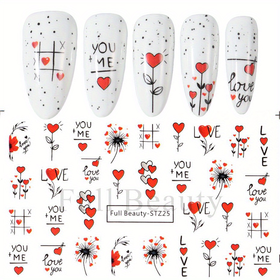 Waterprint Nail Sticker Valentine's Day Romantic Xiangqi Water Sticker