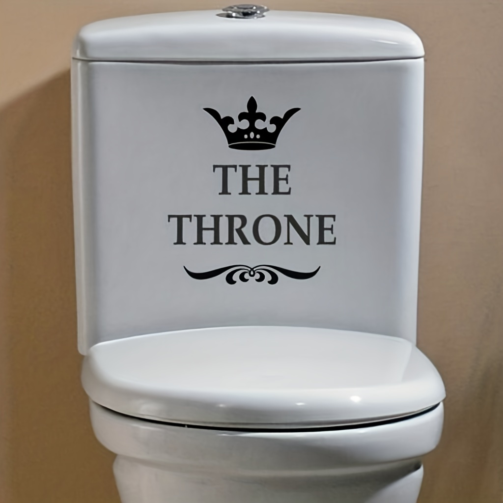 

1 Pc Humorous "the Throne" Crown Graphic Toilet Lid Decal, Removable Diy Wall Sticker, Plastic Bathroom Decoration, No Electricity Needed