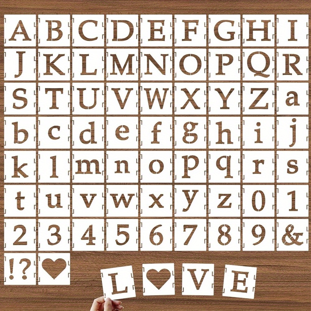 

Reusable Plastic Alphabet Letter Stencils 1 Inch, 65 Pcs Interlocking Drawing Template Kit For Diy Painting On Wood, Wall, Fabric, Rock, Chalkboard, Signage, Door Porch - Flexible & Durable Templates
