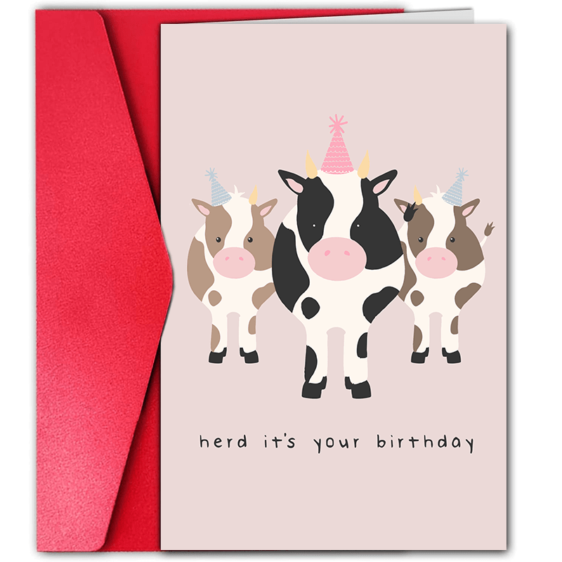 

Funny Cow-themed Birthday Card - , Humorous Pun & Joke Design, Ideal For Farm Enthusiasts