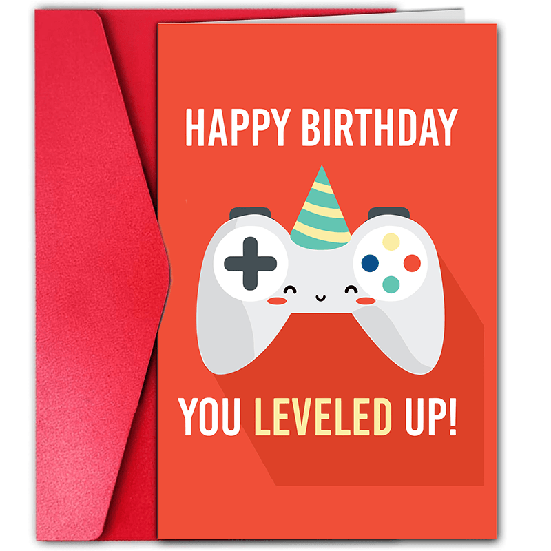 

1pc Funny Video Game Themed Birthday Card With Envelope, Paper Material - Humorous Greeting Card For Friends, Him, Her, Boyfriend - Cute Gaming Gift