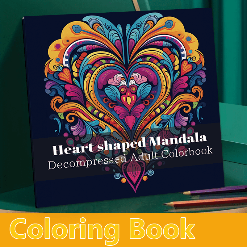 

Heart-shaped Mandala Coloring Book For Adults - Upgraded, Thick Paper, 22 Pages | Relax & Mindfulness Zen Art Design