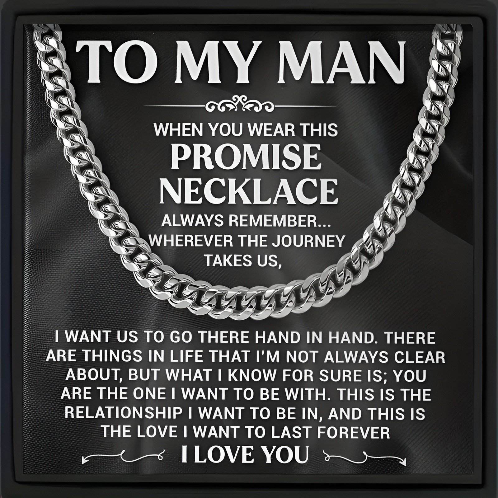 

To My Man When You Wear This Promise Necklace For Your Boyfriend Or Husband Cuba Link Chain Necklace Valentine's Day Gift Birthday Gift Anniversary Gift With Card Gift Box