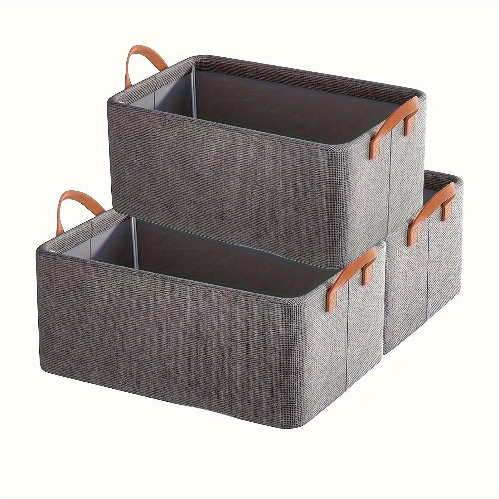 

2/4-pack Large Folding Storage Boxes With Handles, Contemporary Polyester Fabric Bins, Metal Frame Organizer For Clothes, Books, Blankets, Bedding, Space-saving For Closet, Home, Dorm