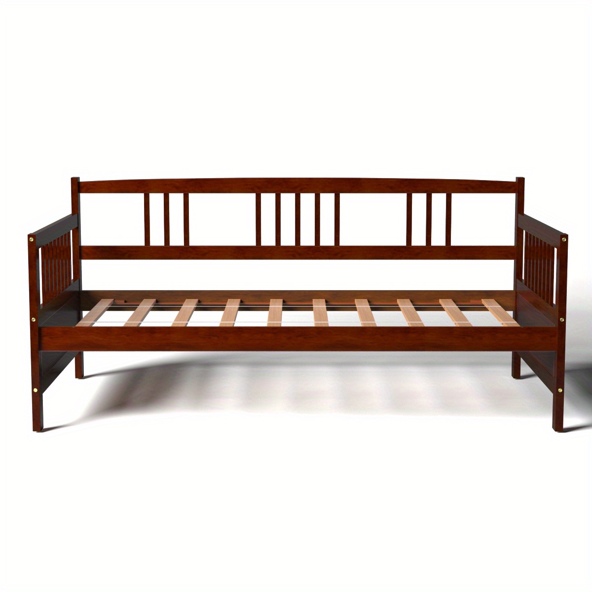 

Costway Twin Size Wooden Slats Daybed Bed Sofa Support Platform Home W/rails Cherry