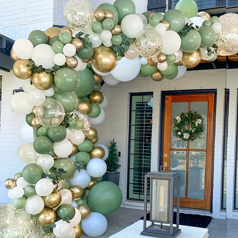 

108-piece Sage Green Balloon Garland Kit - Olive Matte Finish, Assorted Sizes For Weddings, Birthdays, Graduations & More - Latex Balloons, No Power Needed, Ages 14+