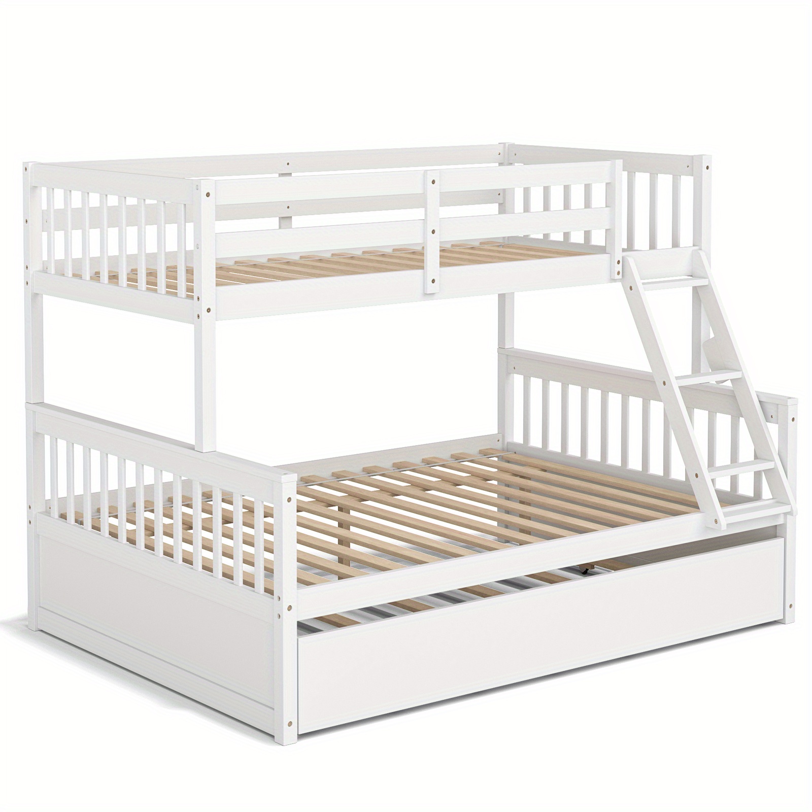 

Costway Twin Over Full Bunk Bed With Twin Trundle Convertible Platform Bed White
