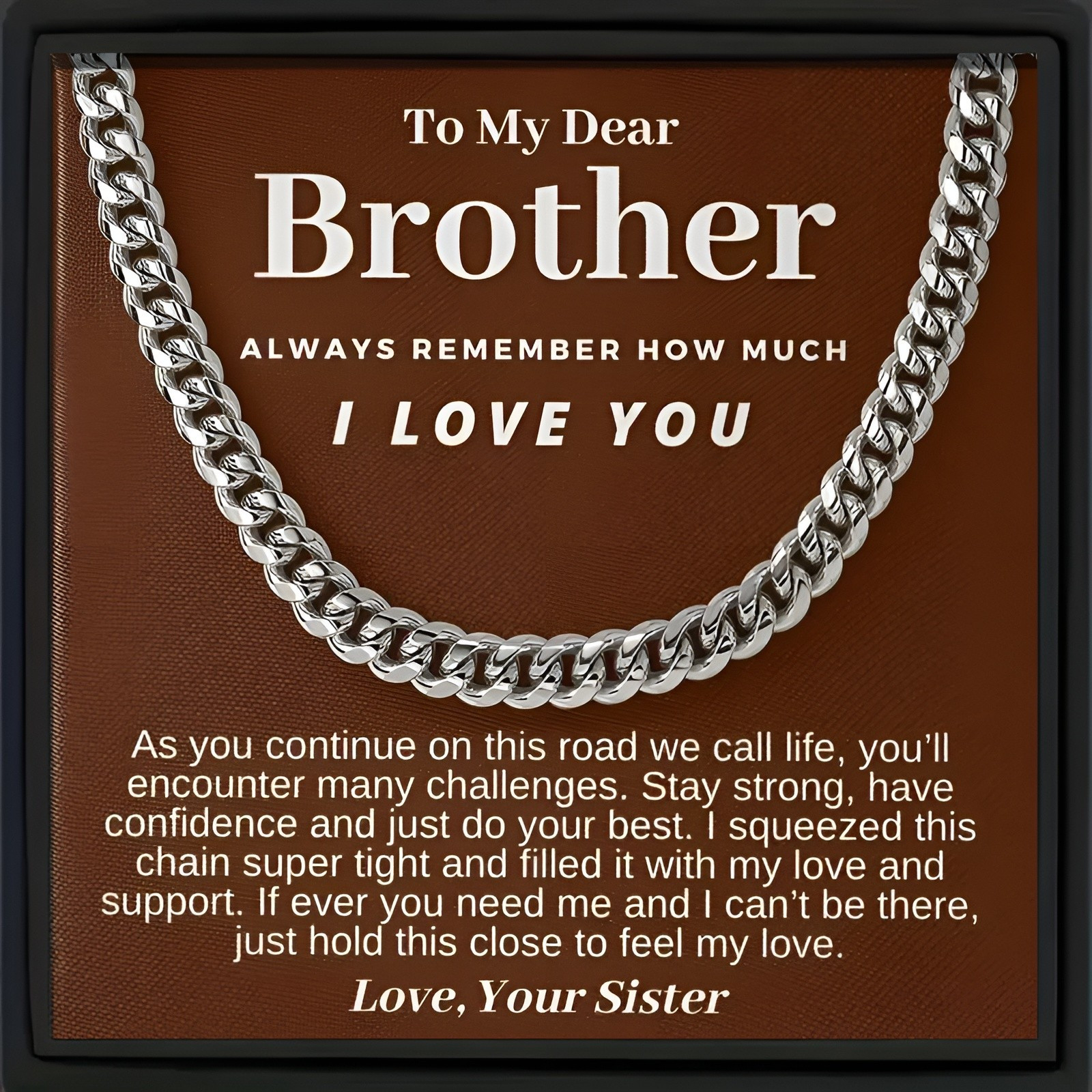 

Creative Fashion Hip Hop Chain Necklace Decorative Jewelry Holiday Birthday Party For Brothers Meaningful Gift With Gift Box Cards