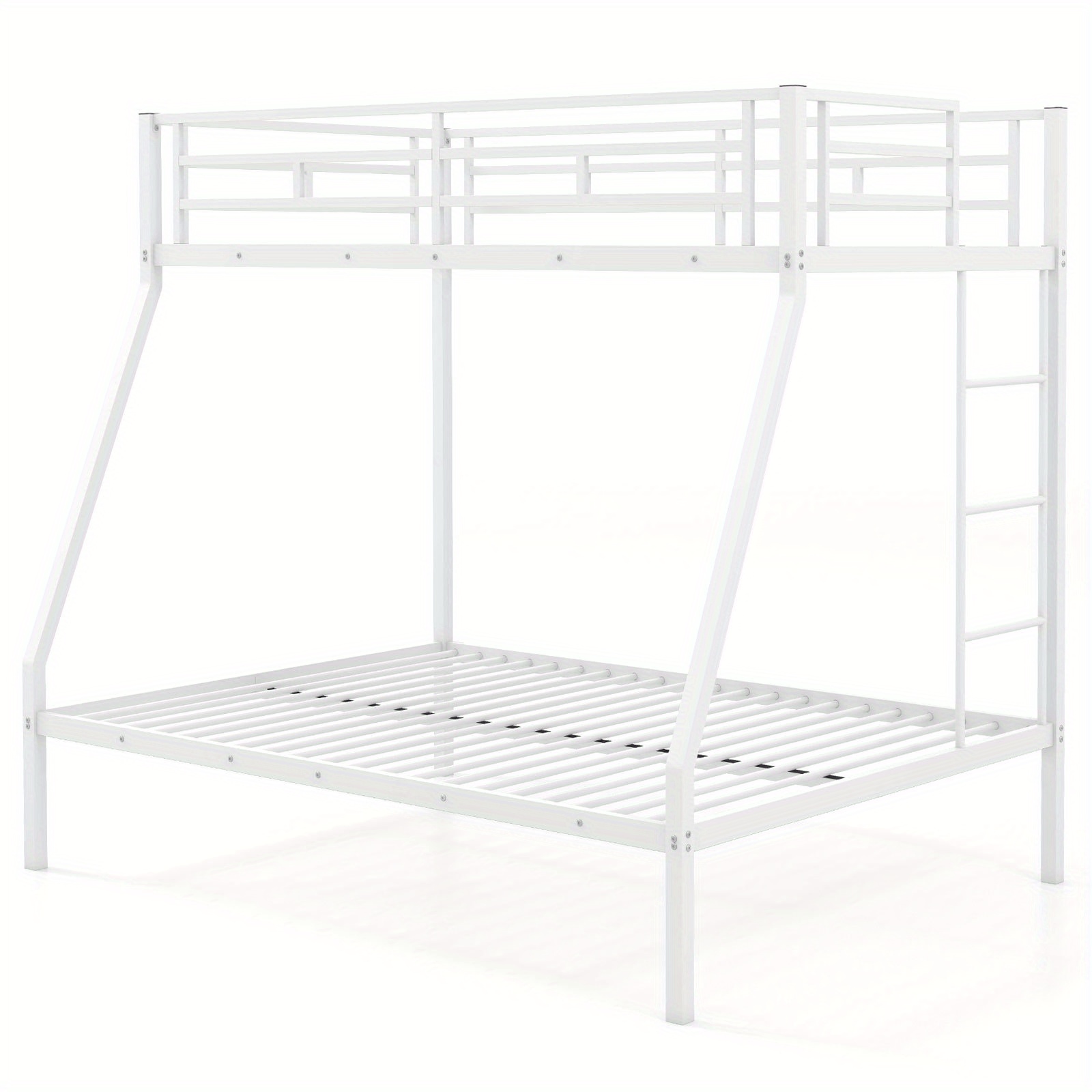 

Costway Twin Over Full Metal Bunk Bed With Integrated Ladder Full-length Guardrail White
