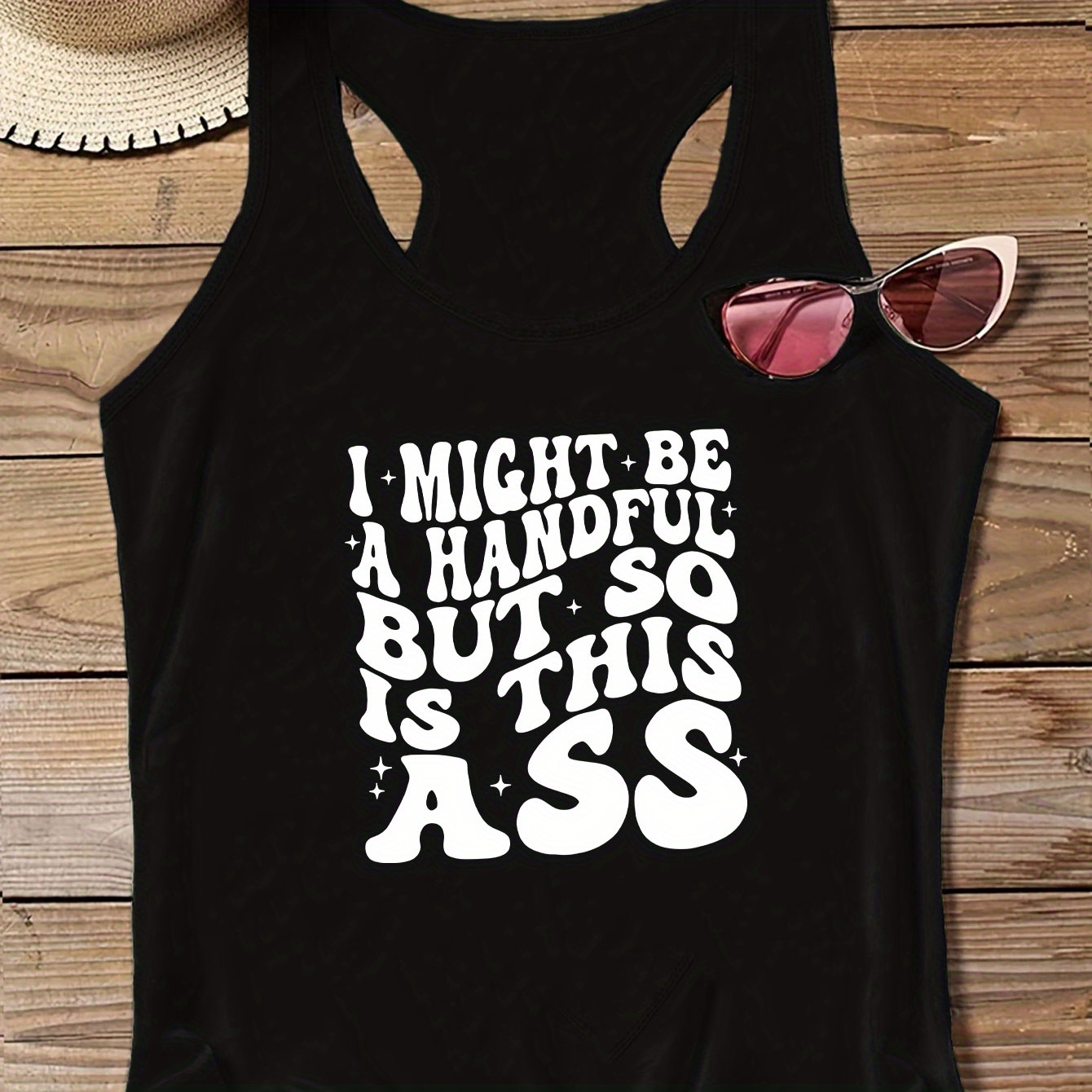 

Plus Size I Might Be Print Tank Top, Casual Crew Neck Sleeveless Tank Top For Summer, Women's Plus Size clothing