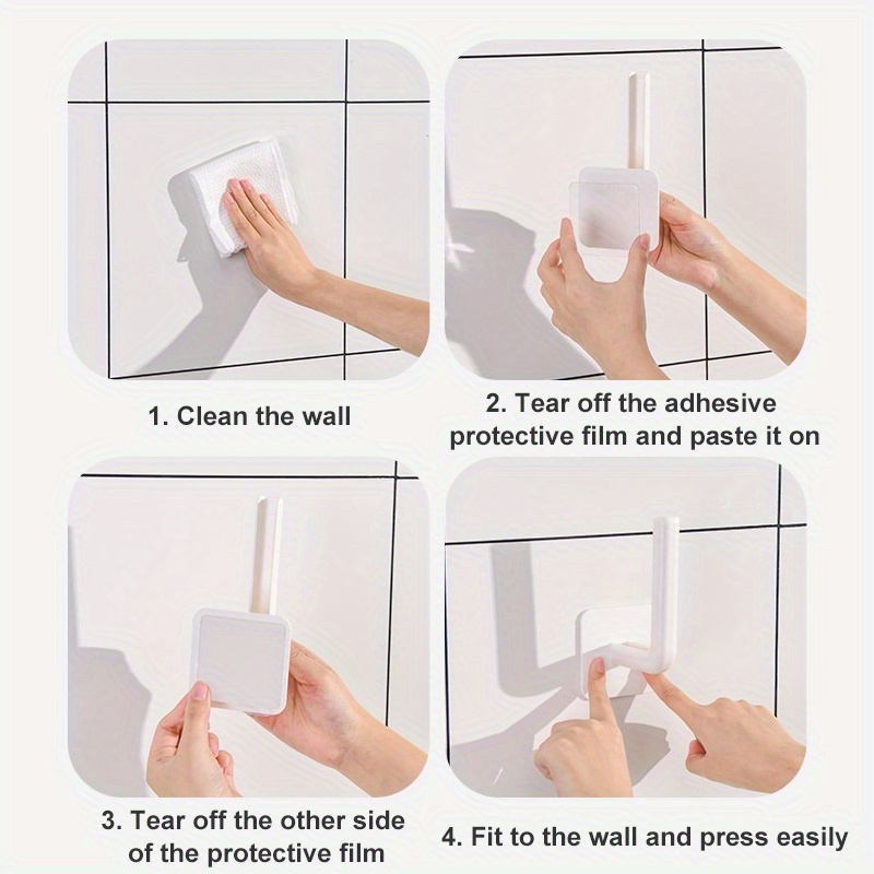 waterproof kitchen bathroom tissue holder with l shaped hook multi purpose self   wall mounted plastic material no electricity required details 5