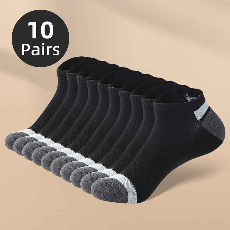 

10 Pairs Of Men's Low Cut Ankle Socks, Anti Odor & Sweat Absorption Breathable Sport Socks, For All Seasons Wearing